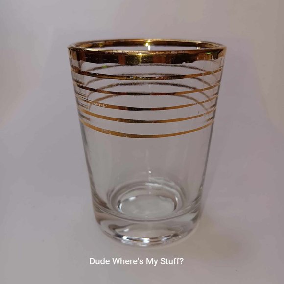 GOLD RIM 4-OUNCE SHOT GLASS - MEASURES 3" x 2" - PARTY TIME - YES 4 OUNCES!!! - Picture 1 of 4